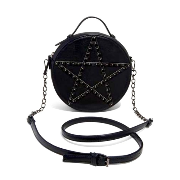 Hot Topic Handbags - Black Hot Topic Pentagram Hatbox Crossbody Bag, Indie Sleaze Grunge Punk